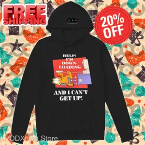 Garfield Help I'm Down Loading And I Can't Get Up Shirt