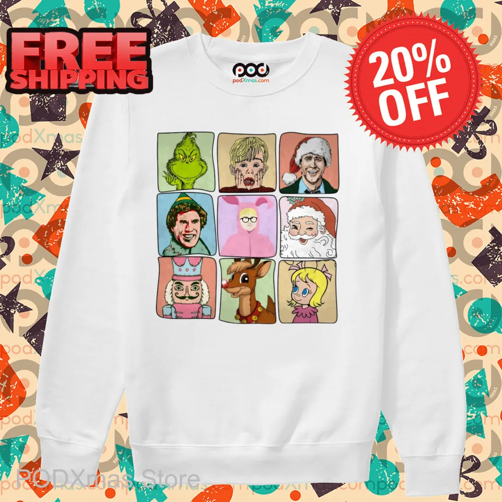 Grinch Elf Nutcracker Santa Characters Signature Christmas 2024 Shirt