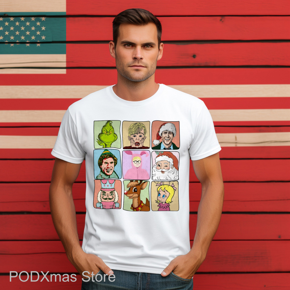 Grinch Elf Nutcracker Santa Characters Signature Christmas 2024 Shirt