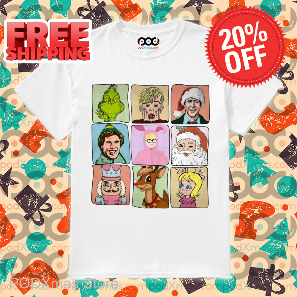 Grinch Elf Nutcracker Santa Characters Signature Christmas 2024 Shirt