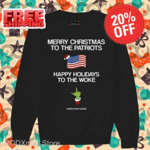 Grinch Middle Finger Merry Christmas To The Patriots Happy Holidays To The Woke Shirt
