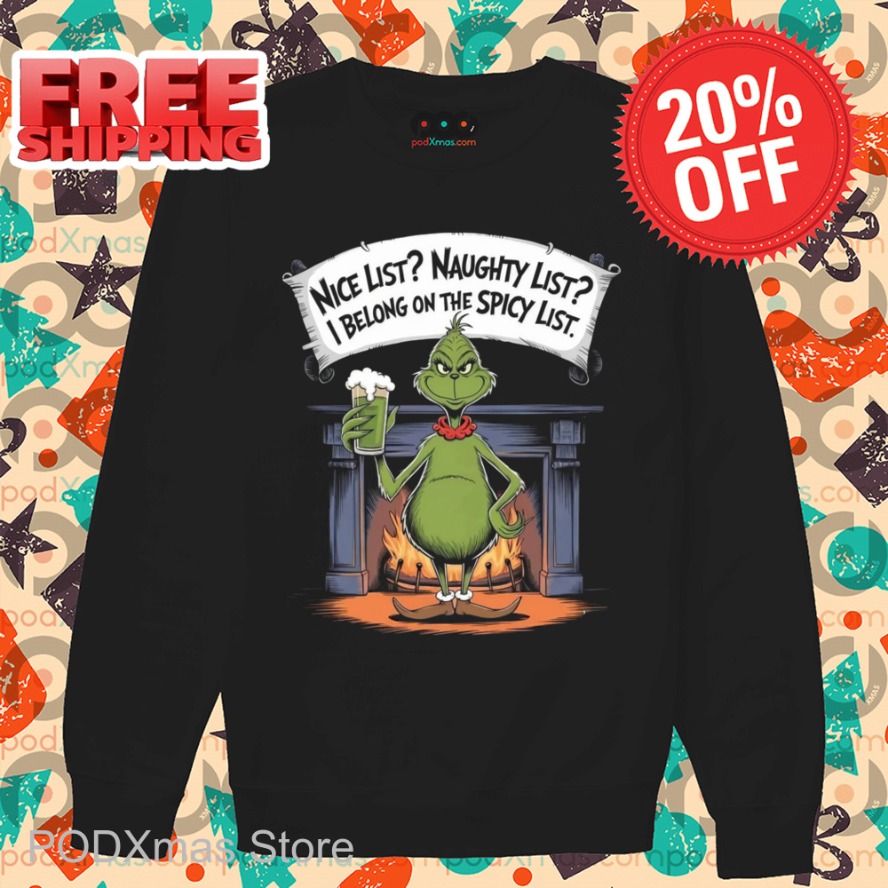 Grinch Nice List Naughty List I Belong On The Spicy List Shirt
