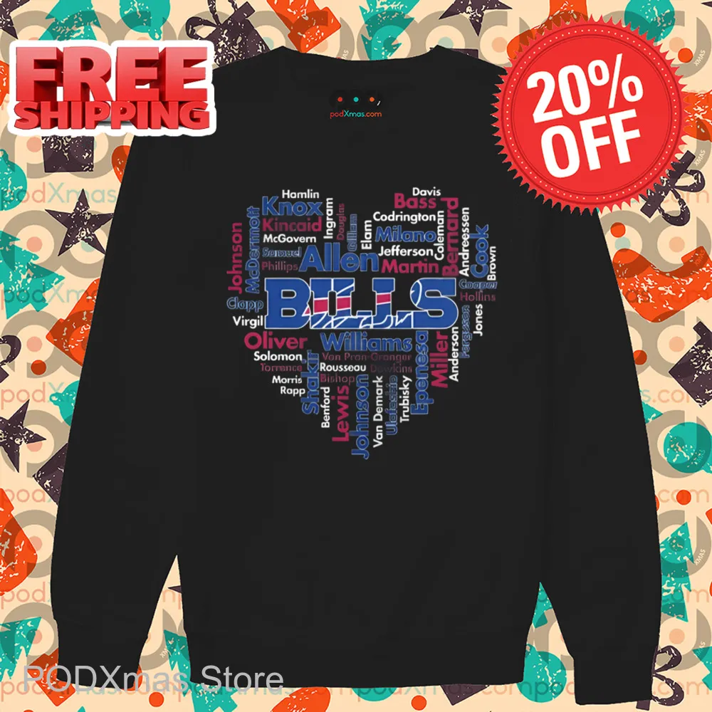 Heart Buffalo Bills Players Name Shirt