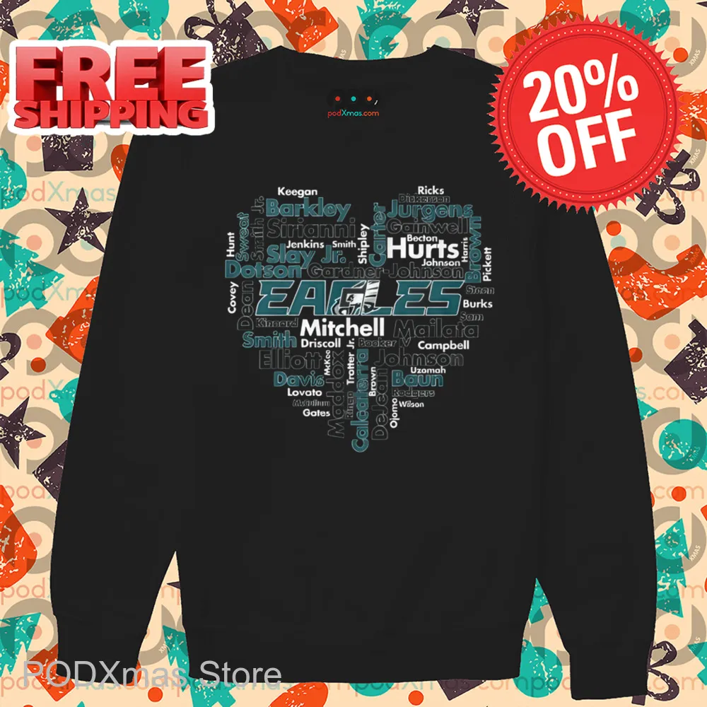 Heart Philadelphia Eagles Hurt Players Teams 2024 Shirt