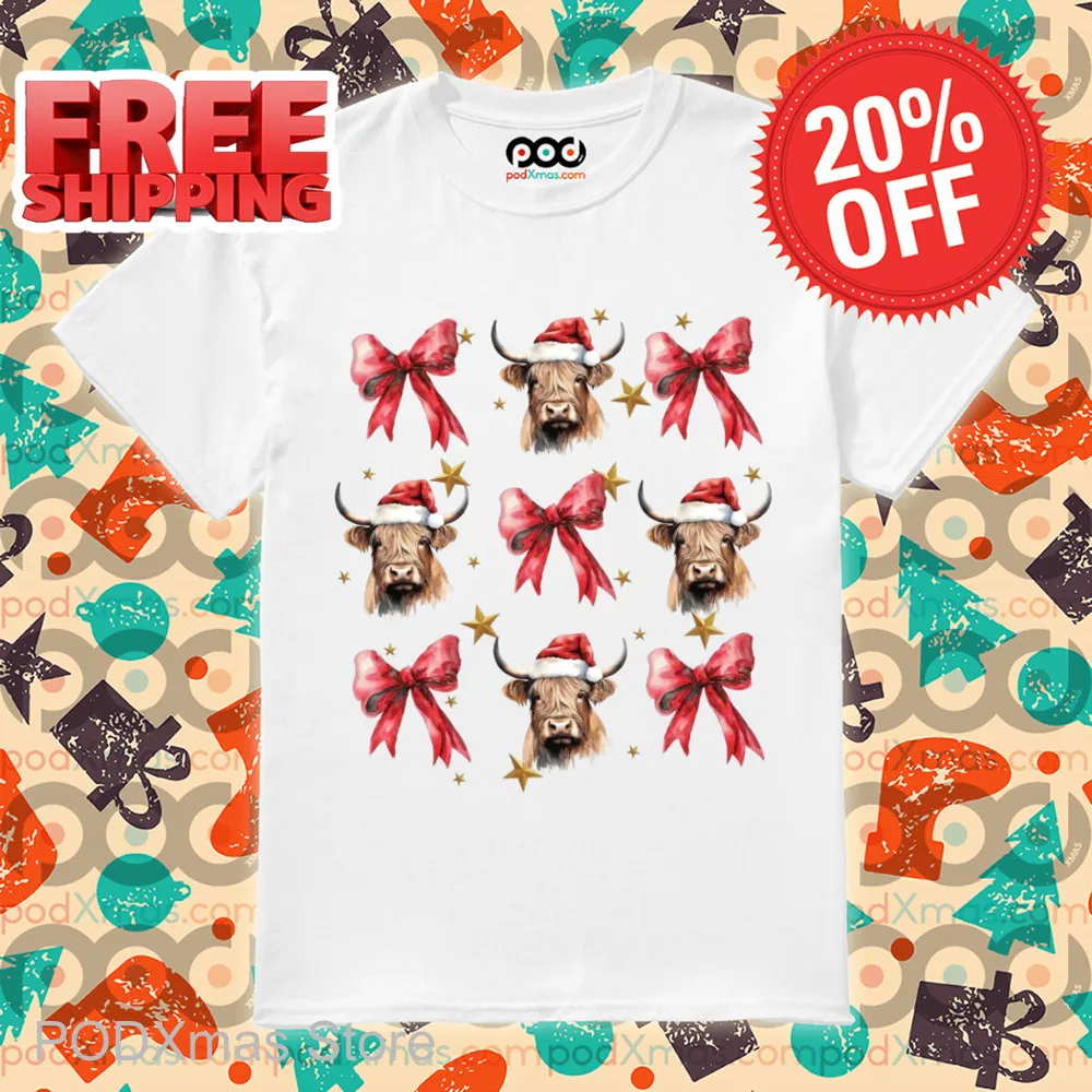 Heifer Bow Tie Santa Christmas 2024 Shirt