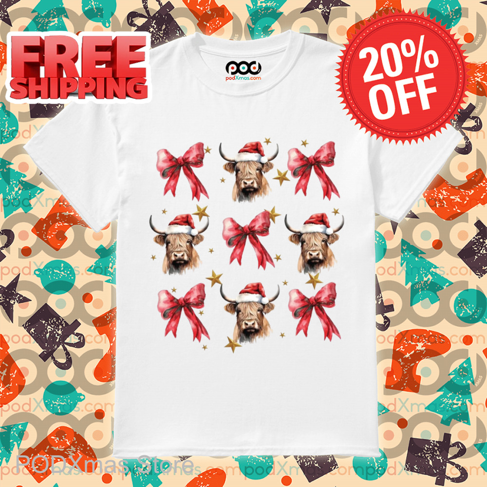 Heifer Bow Tie Santa Christmas 2024 Shirt