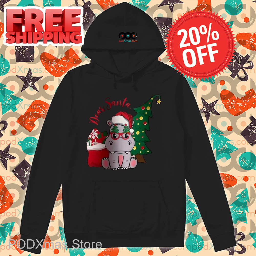 Hippo Cute Dear Santa 2024 Christmas Shirt