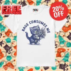 Kitty Floral Rage Consumes Me Shirt