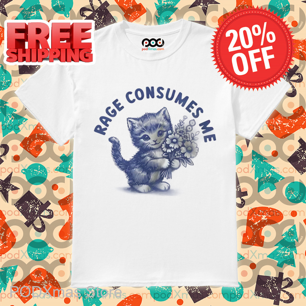 Kitty Floral Rage Consumes Me Shirt