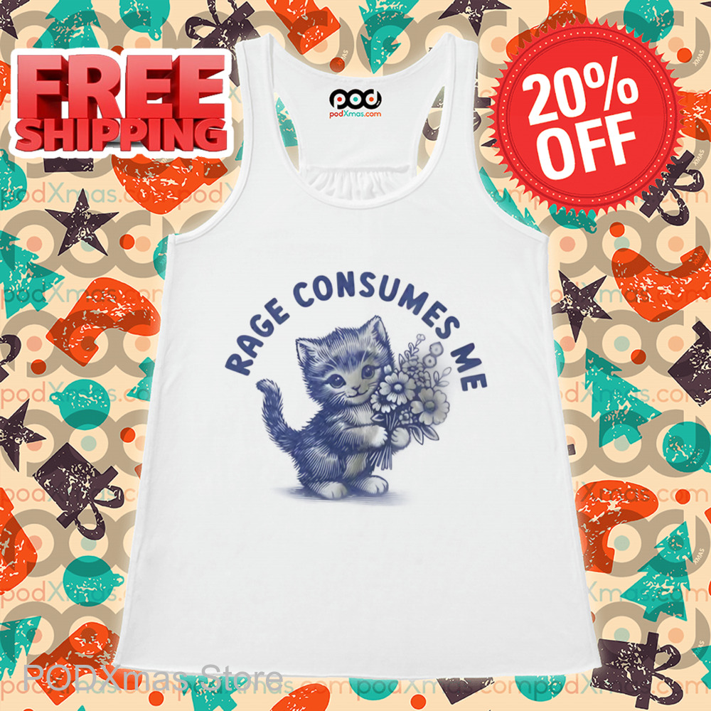 Kitty Floral Rage Consumes Me Shirt