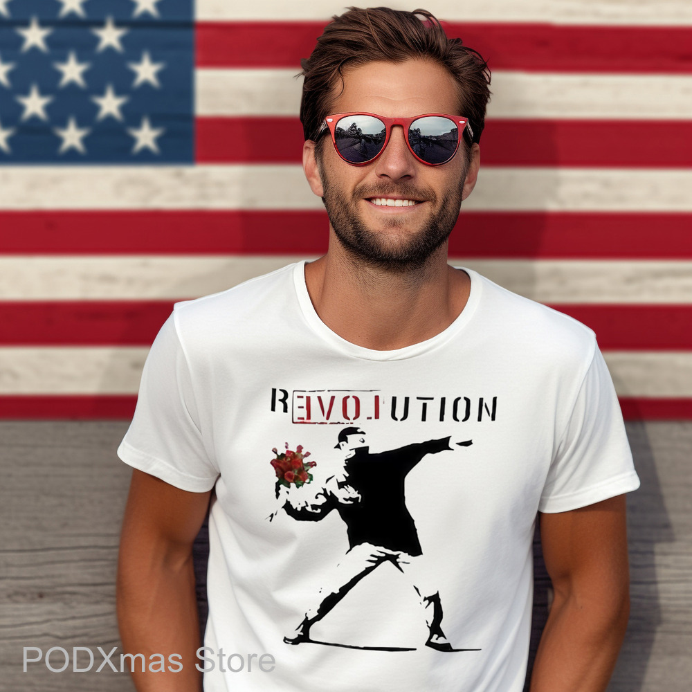 Man Throw Flowers Revolution Shirt