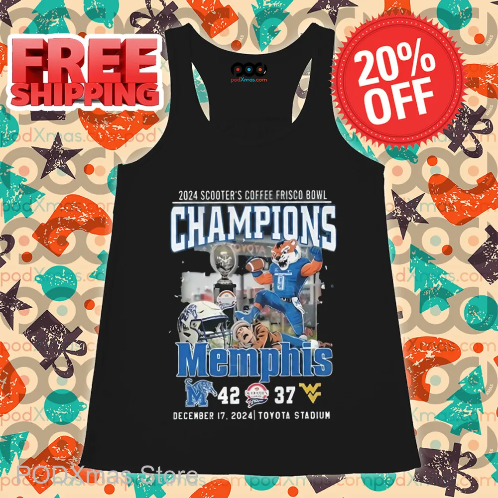 Memphis Tigers Mascot 2024 Scooter's Coffee Frisco Bowl Champions Shirt