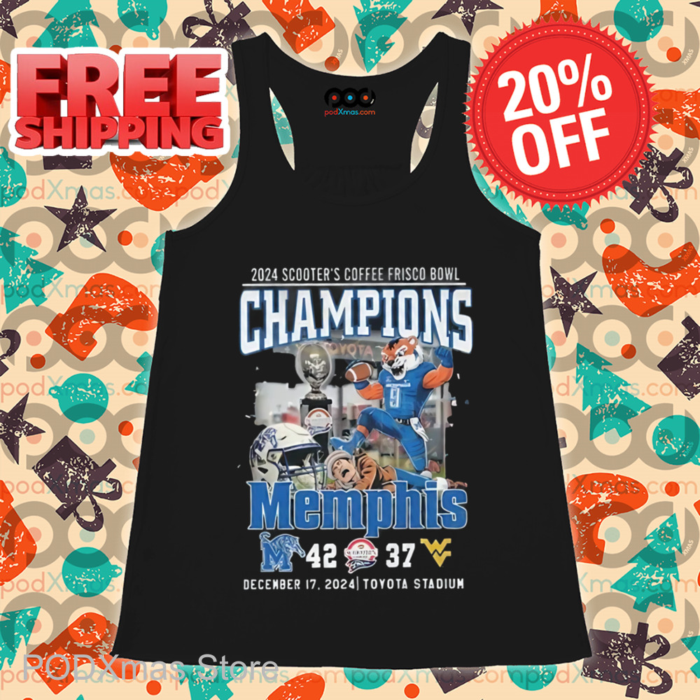 Memphis Tigers Mascot 2024 Scooter's Coffee Frisco Bowl Champions Shirt