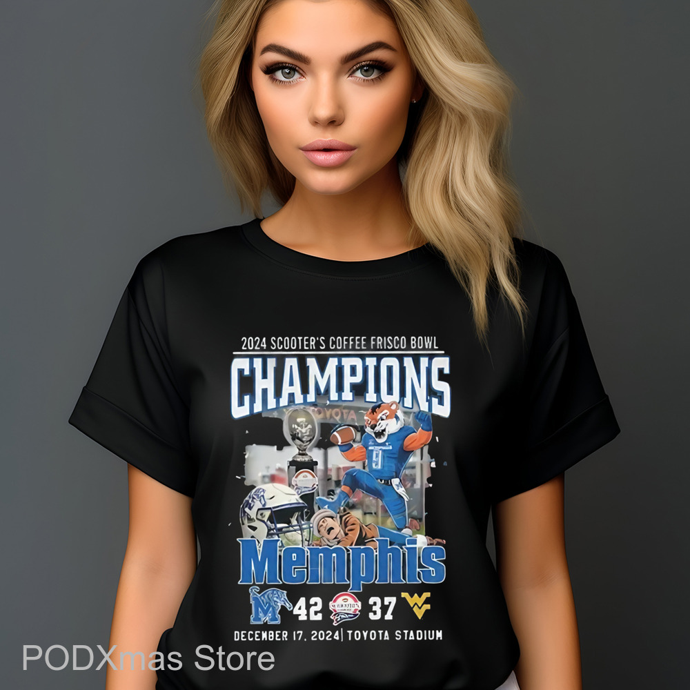 Memphis Tigers Mascot 2024 Scooter's Coffee Frisco Bowl Champions Shirt