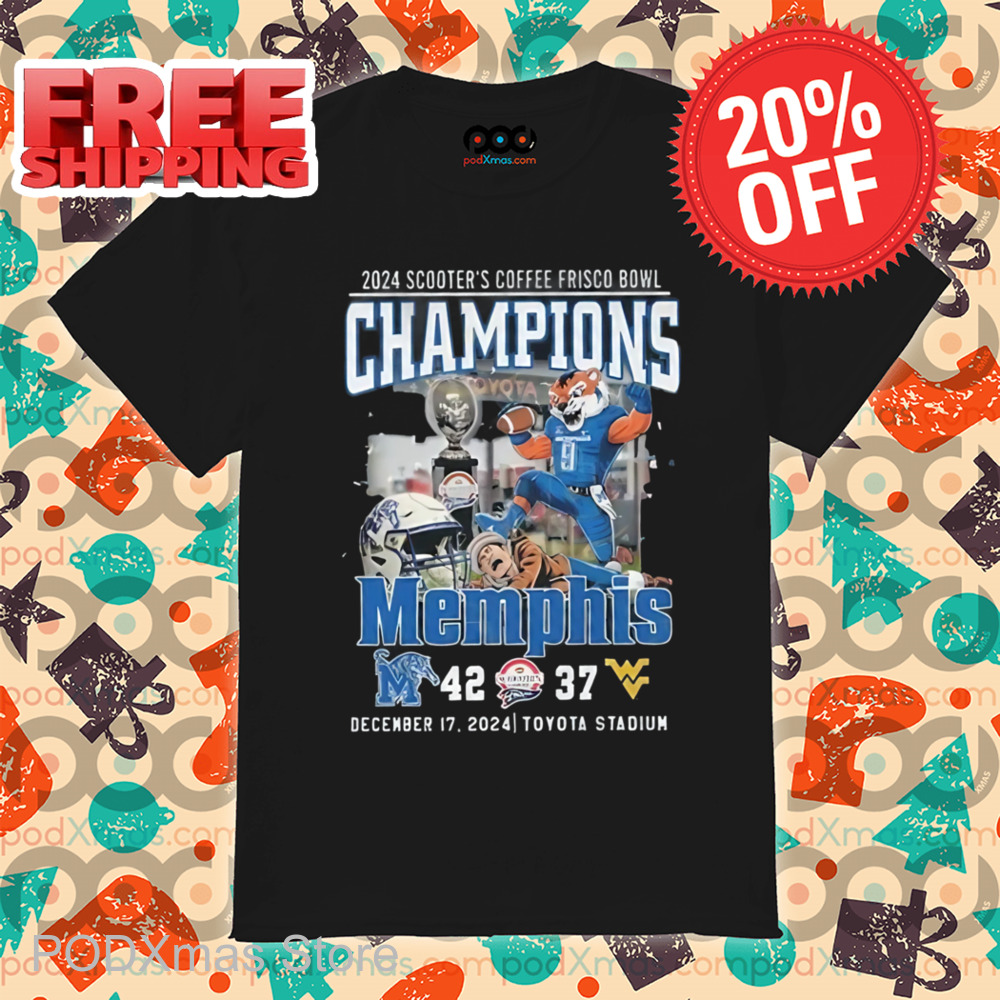 Memphis Tigers Mascot 2024 Scooter's Coffee Frisco Bowl Champions Shirt