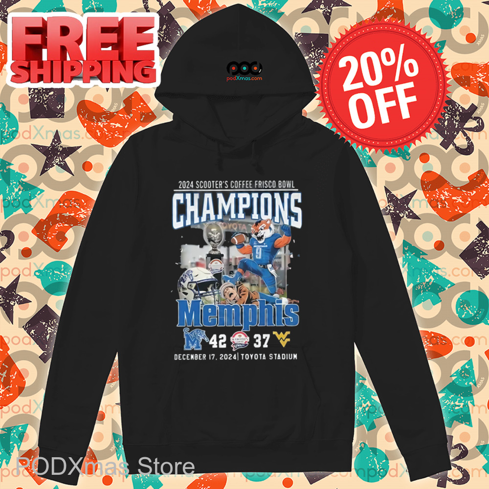 Memphis Tigers Mascot 2024 Scooter's Coffee Frisco Bowl Champions Shirt