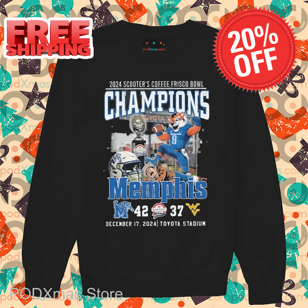 Memphis Tigers Mascot 2024 Scooter's Coffee Frisco Bowl Champions Shirt