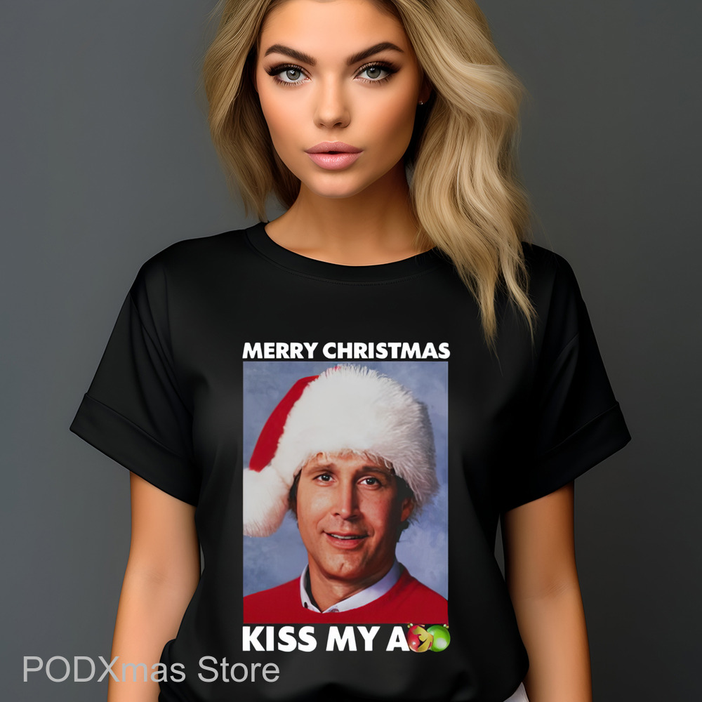 Merry Christmas Kiss My Ass Clark Griswold Shirt-enhance-faceai