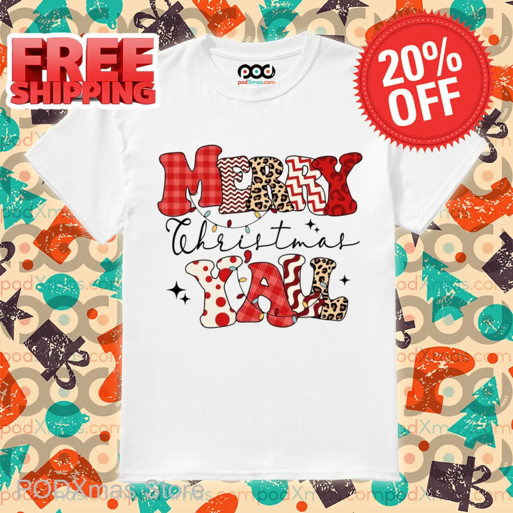 Merry Christmas Y'all Leopard Retro 2024 Shirt