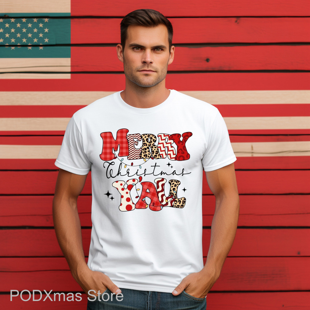Merry Christmas Y'all Leopard Retro 2024 Shirt