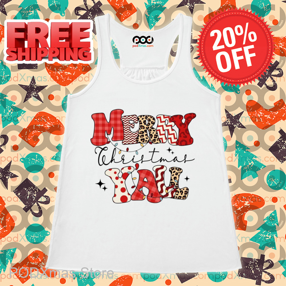 Merry Christmas Y'all Leopard Retro 2024 Shirt