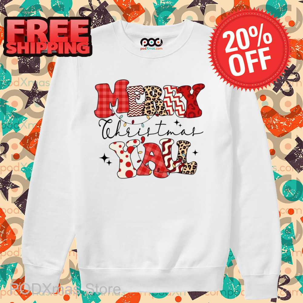 Merry Christmas Y'all Leopard Retro 2024 Shirt