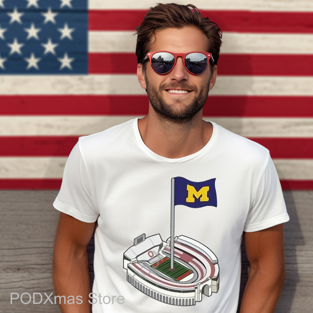 Michigan Wolverines Flag Stadium Shirt