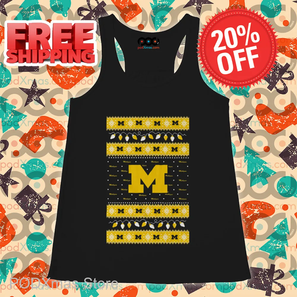 Michigan Wolverines Holiday Lights Ugly Christmas 2024 Shirt
