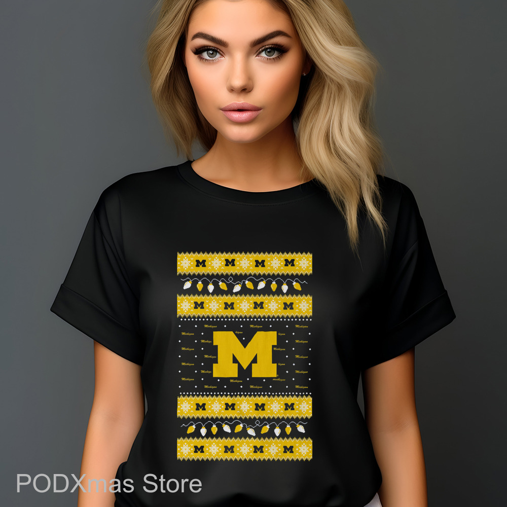 Michigan Wolverines Holiday Lights Ugly Christmas 2024 Shirt