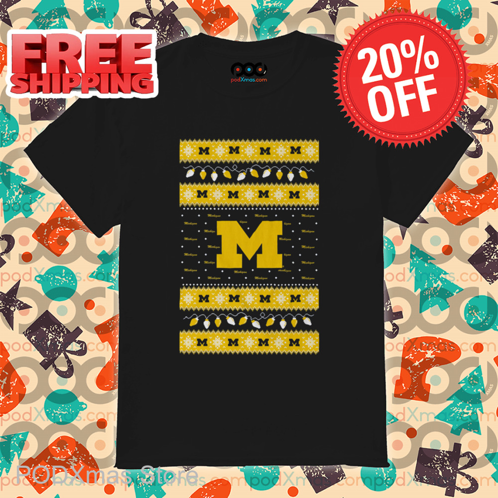 Michigan Wolverines Holiday Lights Ugly Christmas 2024 Shirt