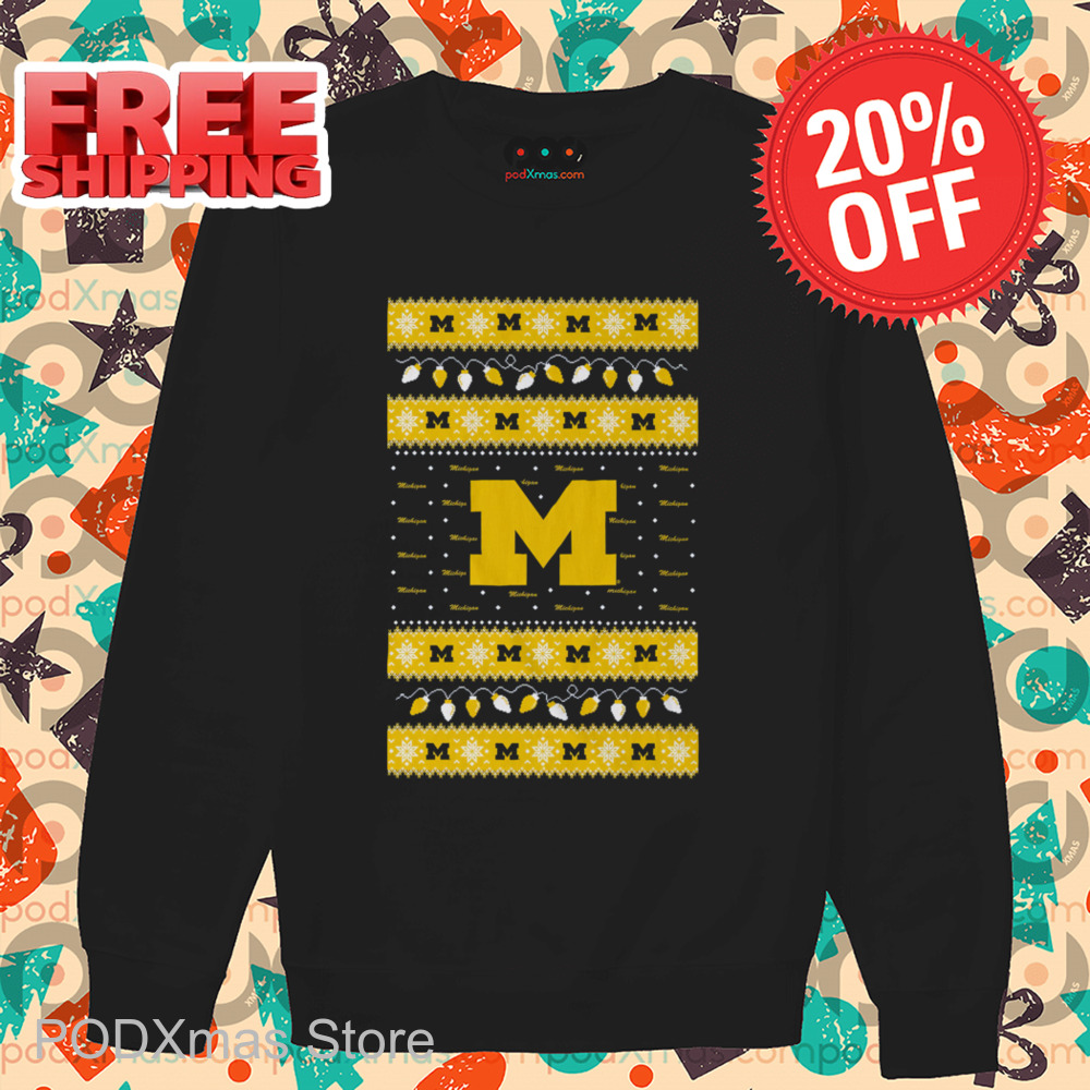 Michigan Wolverines Holiday Lights Ugly Christmas 2024 Shirt