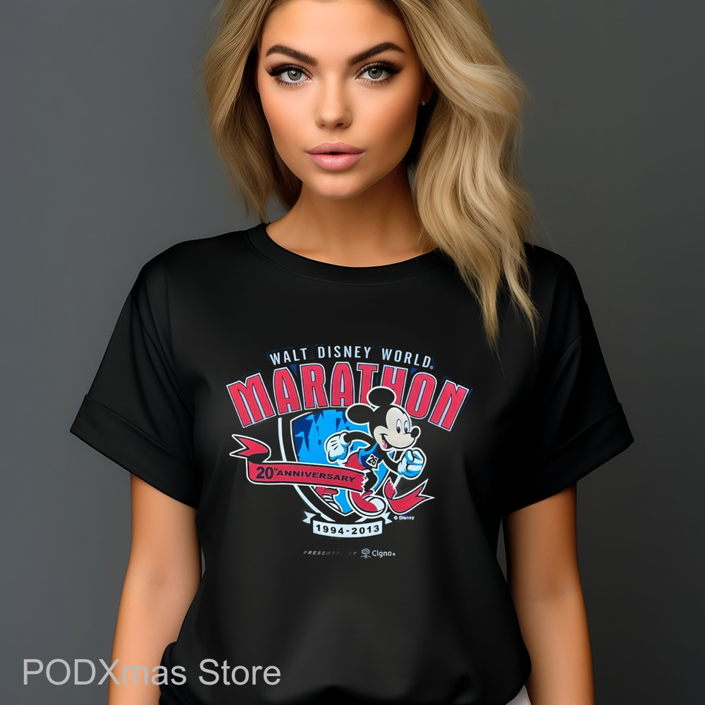 Mickey Mouse Walt Disney World Marathon 20th Anniversary Shirt