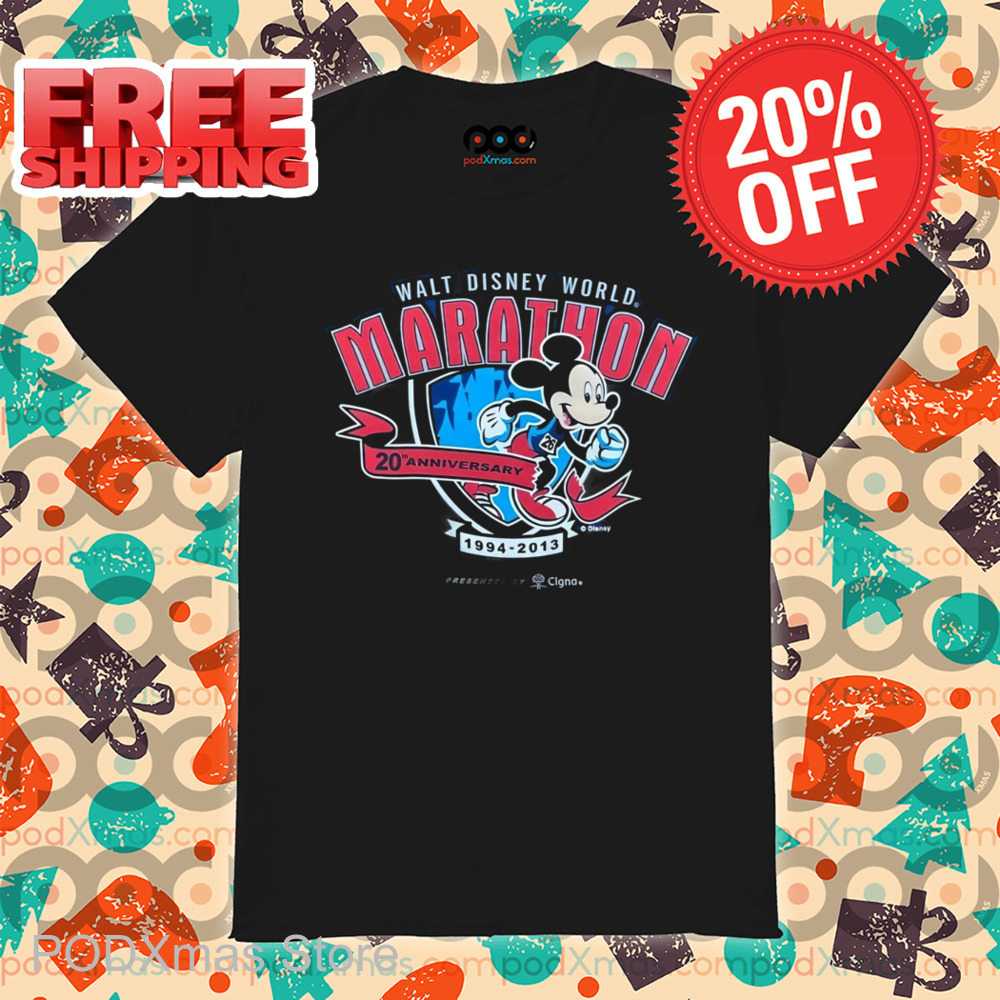 Mickey Mouse Walt Disney World Marathon 20th Anniversary Shirt