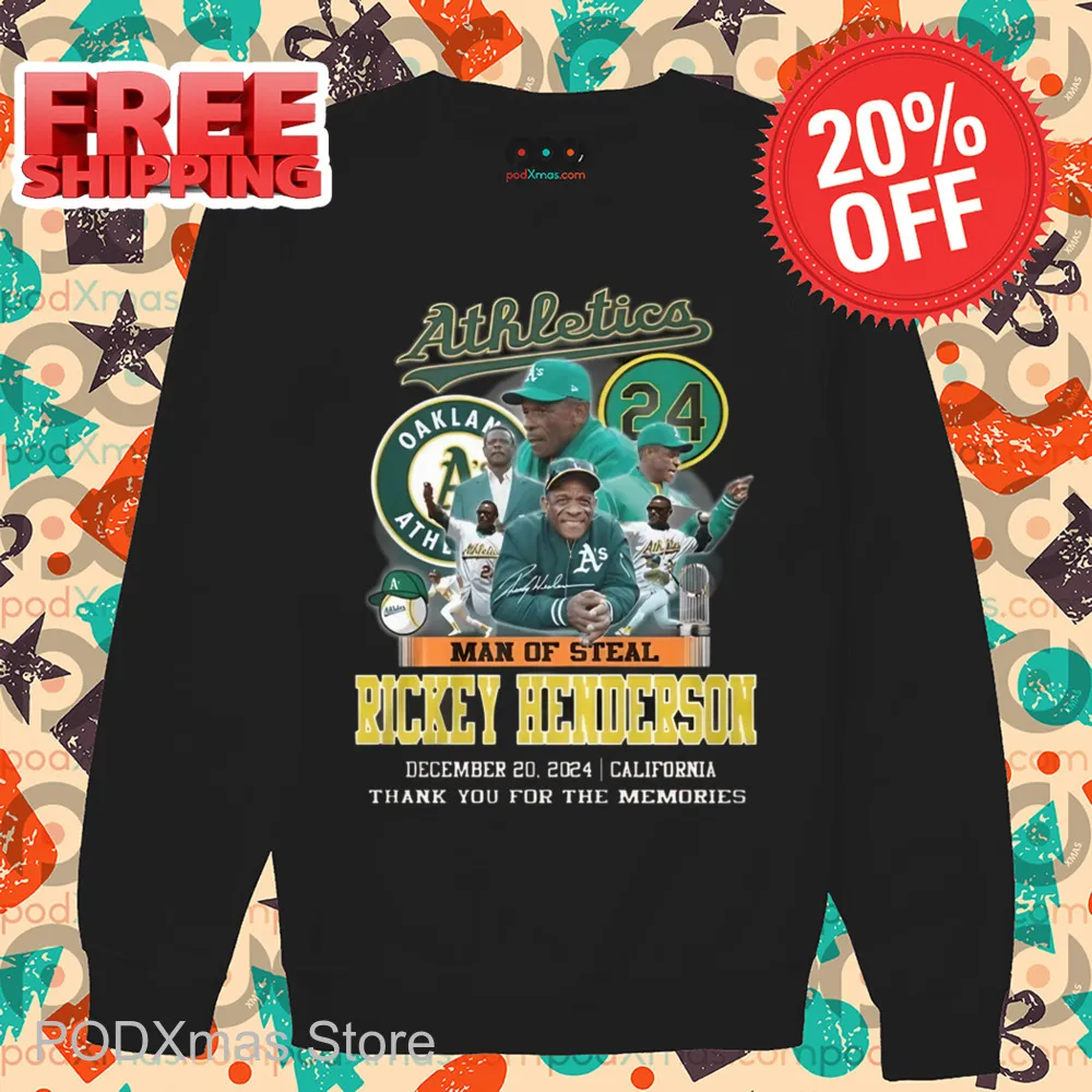 Oakland Athletics Rickey Henderson Man Of Steal Thank You For The Memories Shirt