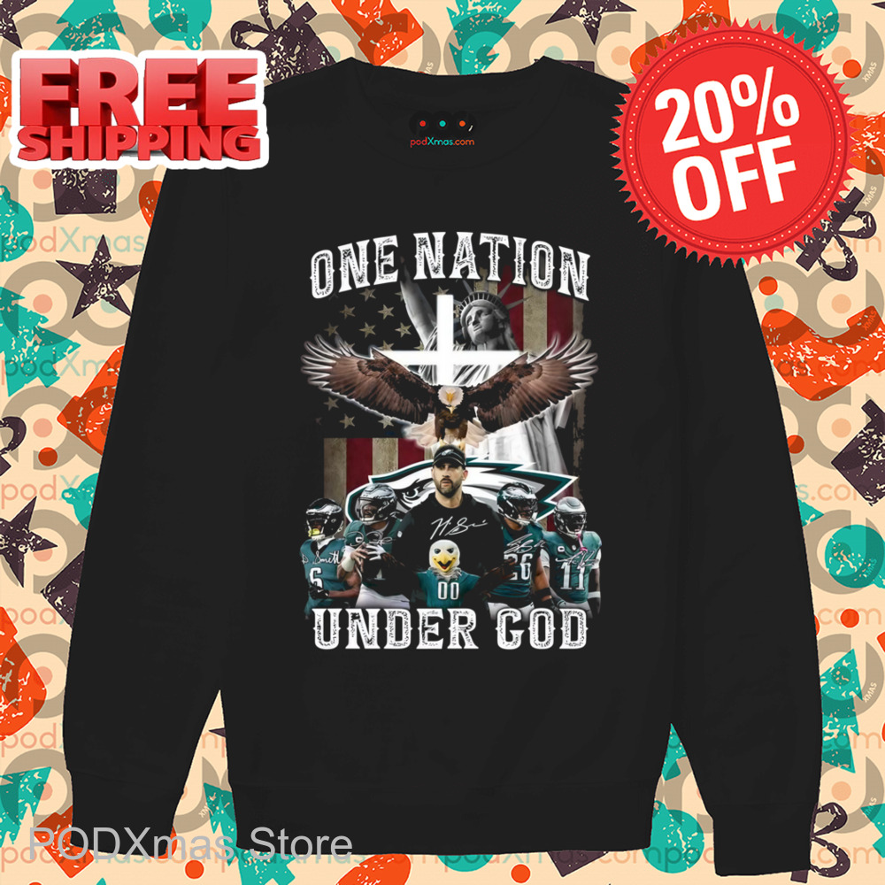 Philadelphia Eagles One Nation Under God American Flag Signature Shirt