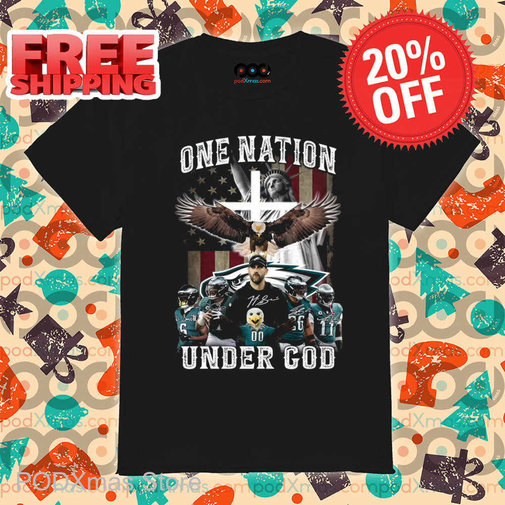 Philadelphia Eagles One Nation Under God American Flag Signature Shirt