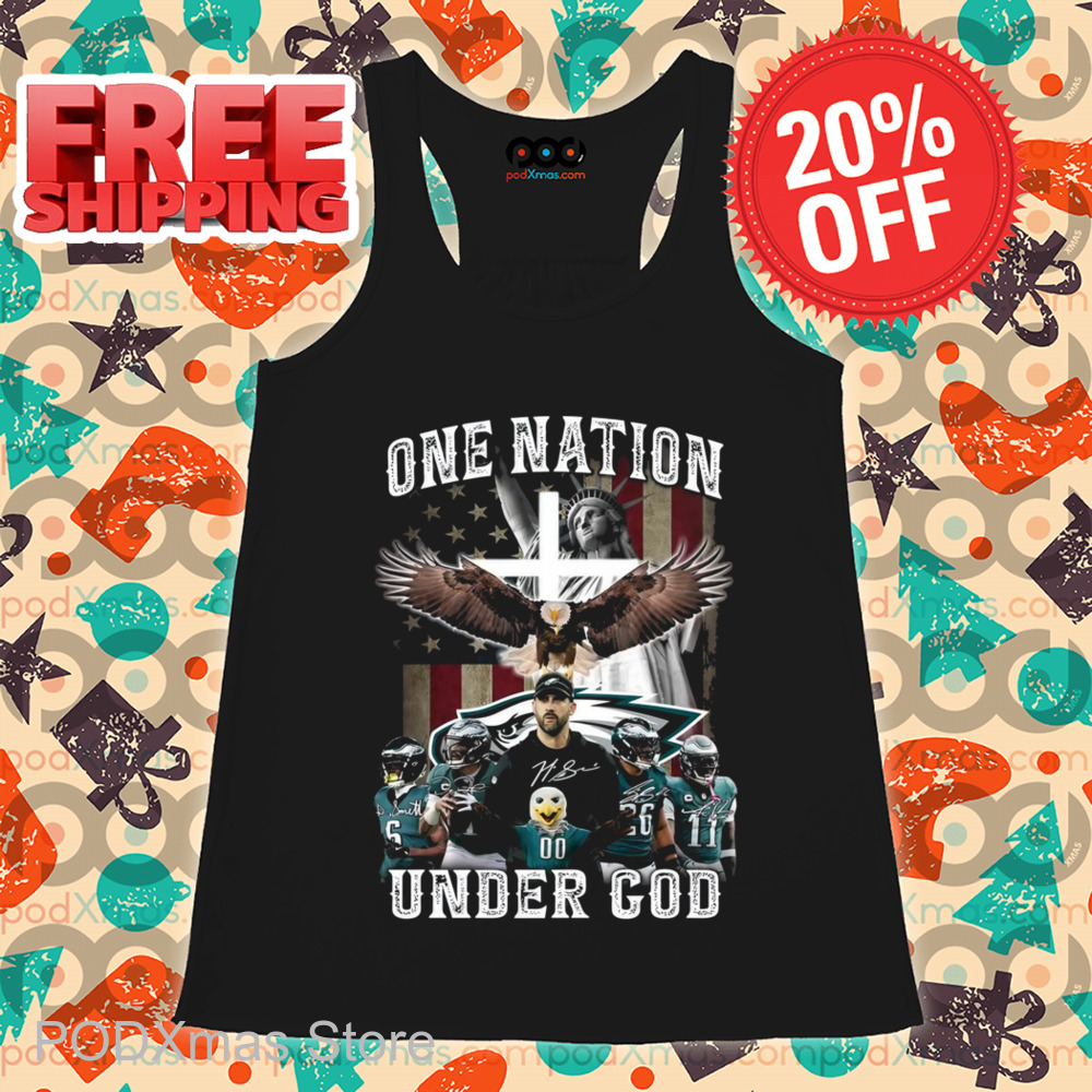Philadelphia Eagles One Nation Under God American Flag Signature Shirt