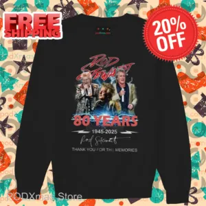 Rod Stewart 80 Years 1945 2025 Signature Thank You For The Memories Shirt