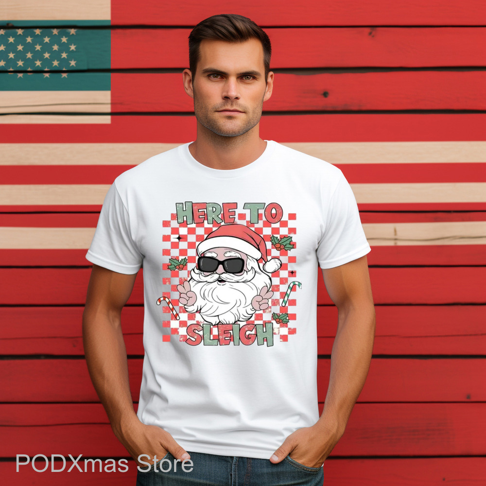 Santa Here To Sleigh Retro 2024 Shirt