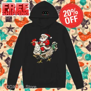 Santa Riding Rooster Christmas 2024 Shirt