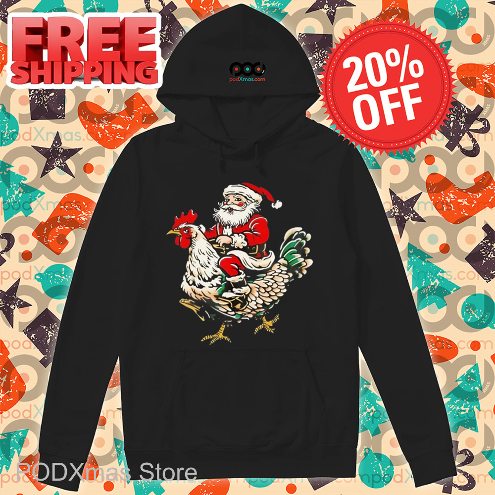 Santa Riding Rooster Christmas 2024 Shirt
