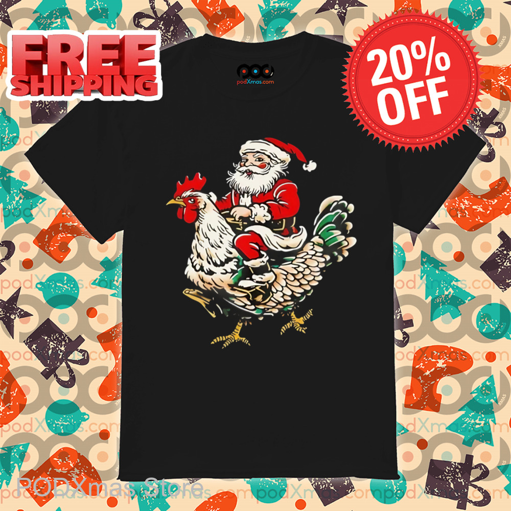 Santa Riding Rooster Christmas 2024 Shirt
