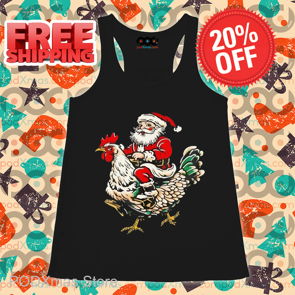 Santa Riding Rooster Christmas 2024 Shirt