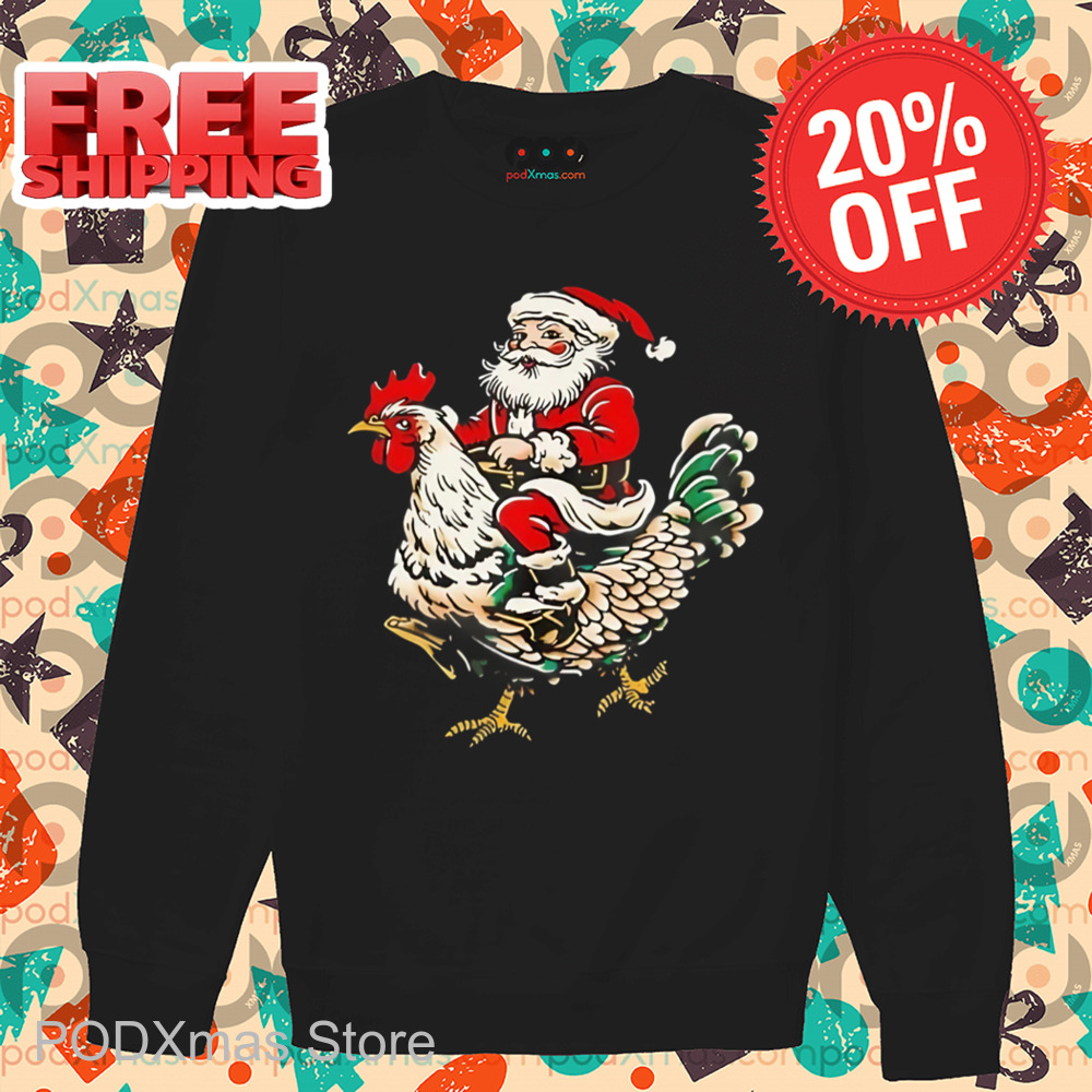 Santa Riding Rooster Christmas 2024 Shirt