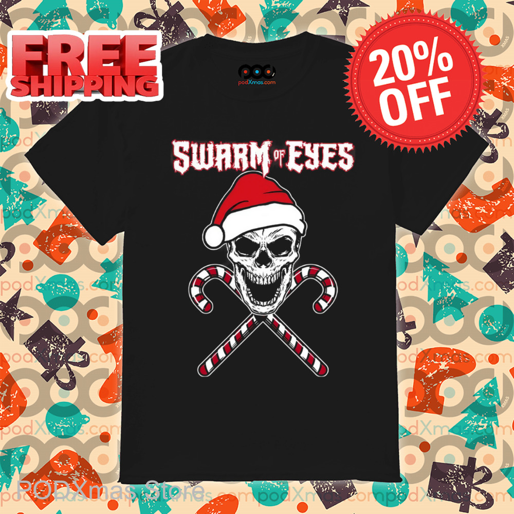 Skull Candy Canes Swarm Of Eyes Christmas 2024 Shirt
