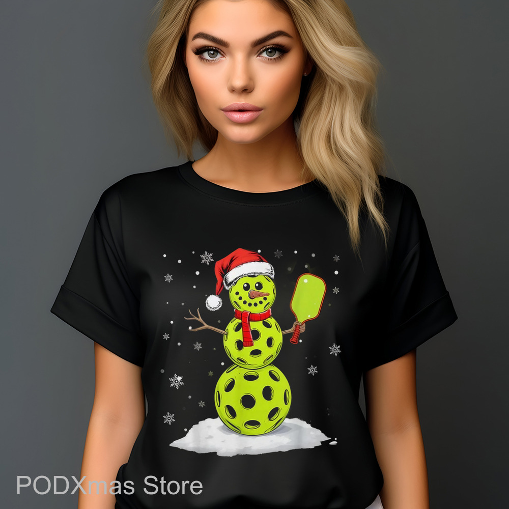 Snowman Pickle Ball Christmas 2024 Shirt