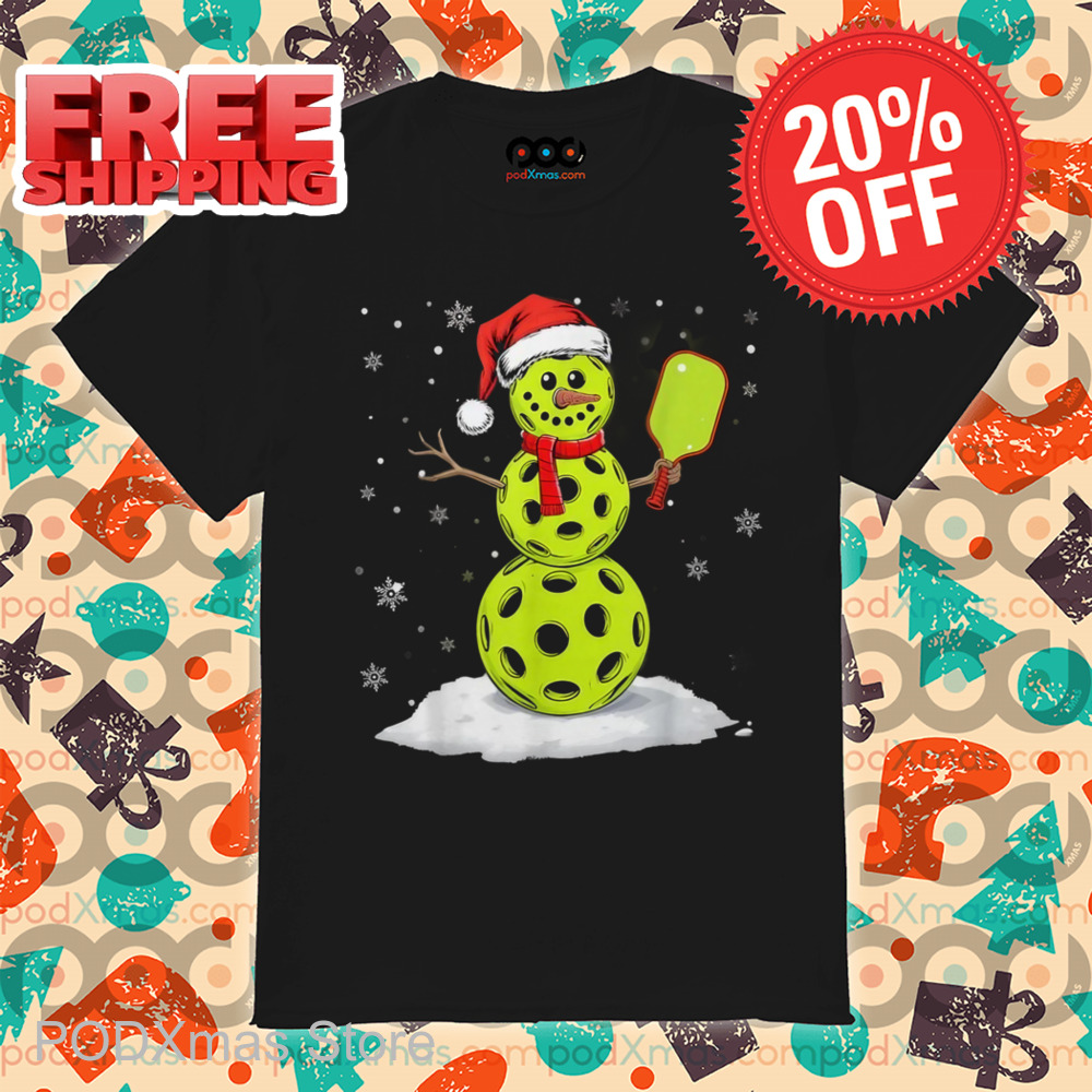 Snowman Pickle Ball Christmas 2024 Shirt