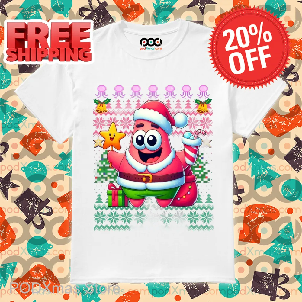 SpongeBob Patrick Star Santa Ugly Christmas 2024 Shirt