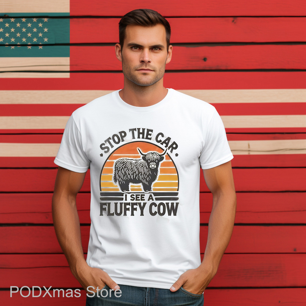 Stop The Car I See A Fluffy Cow Retro Shirt