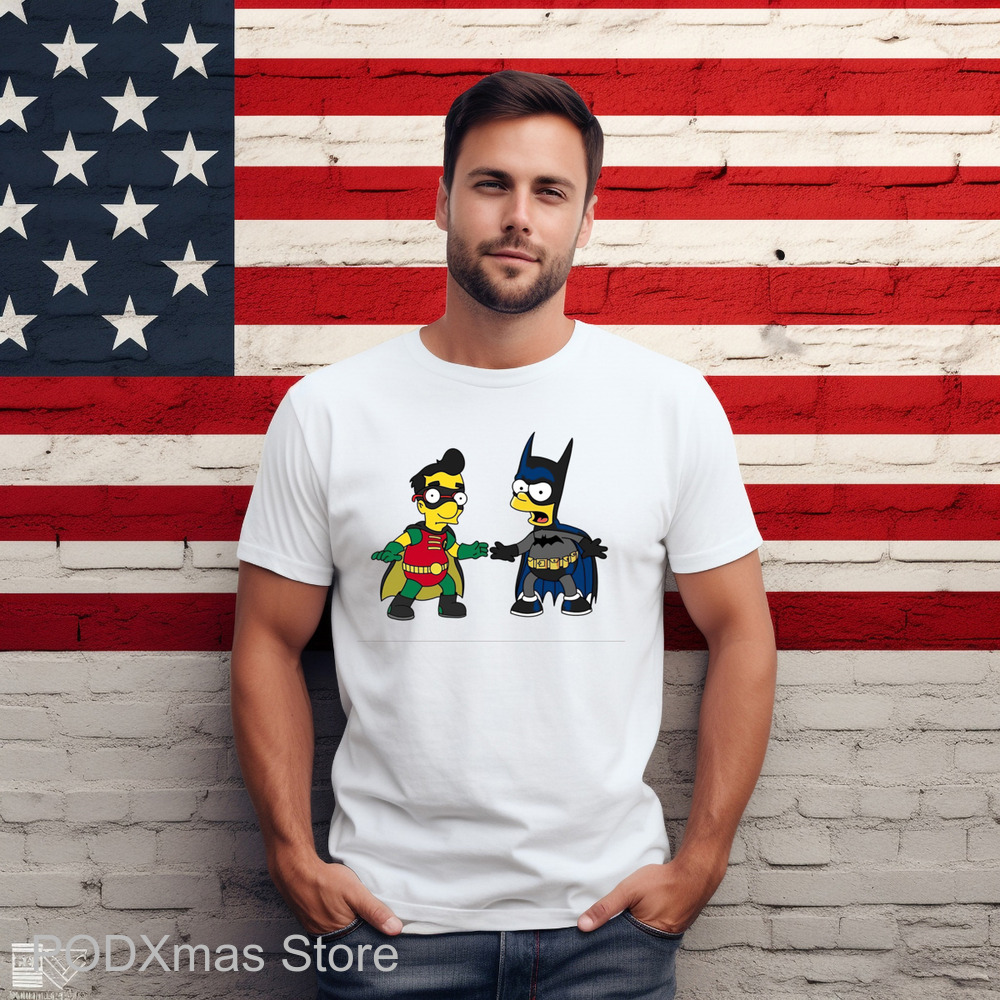 The Simpsons Cosplay Robin And Batman 2024 Shirt